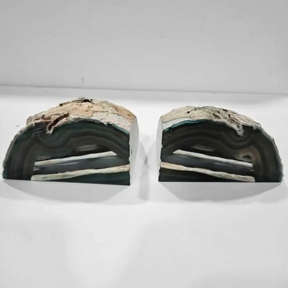 Beautiful dark Green Agate Bookends Natural Stone